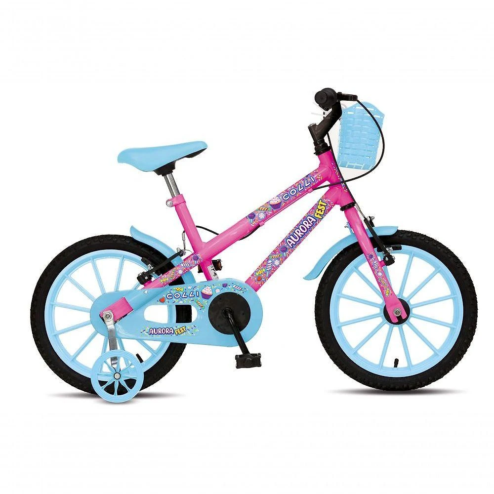 Bicicleta Aurora Fest, Aro 16, Com Freios V-brake, Com Rodas De Apoio, Capa Corrente E Cestinha