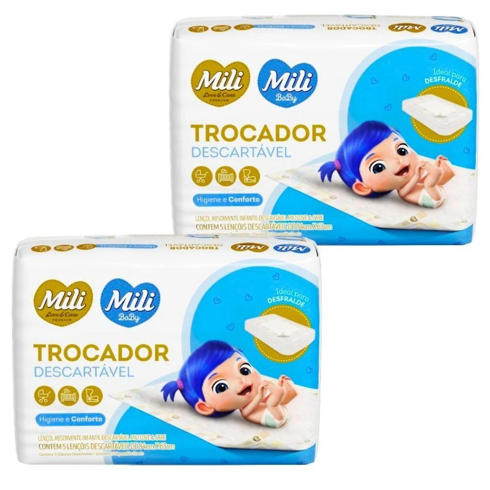 Trocador Descartavel Love Care Portatil 2 Pacotes com 5 Lencois Total 10 Unidades Mili
