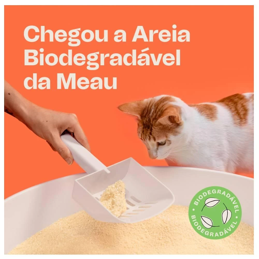 Areia Higiênica Meau Biodegradável Grãos Médios para Gatos - 8 Kg