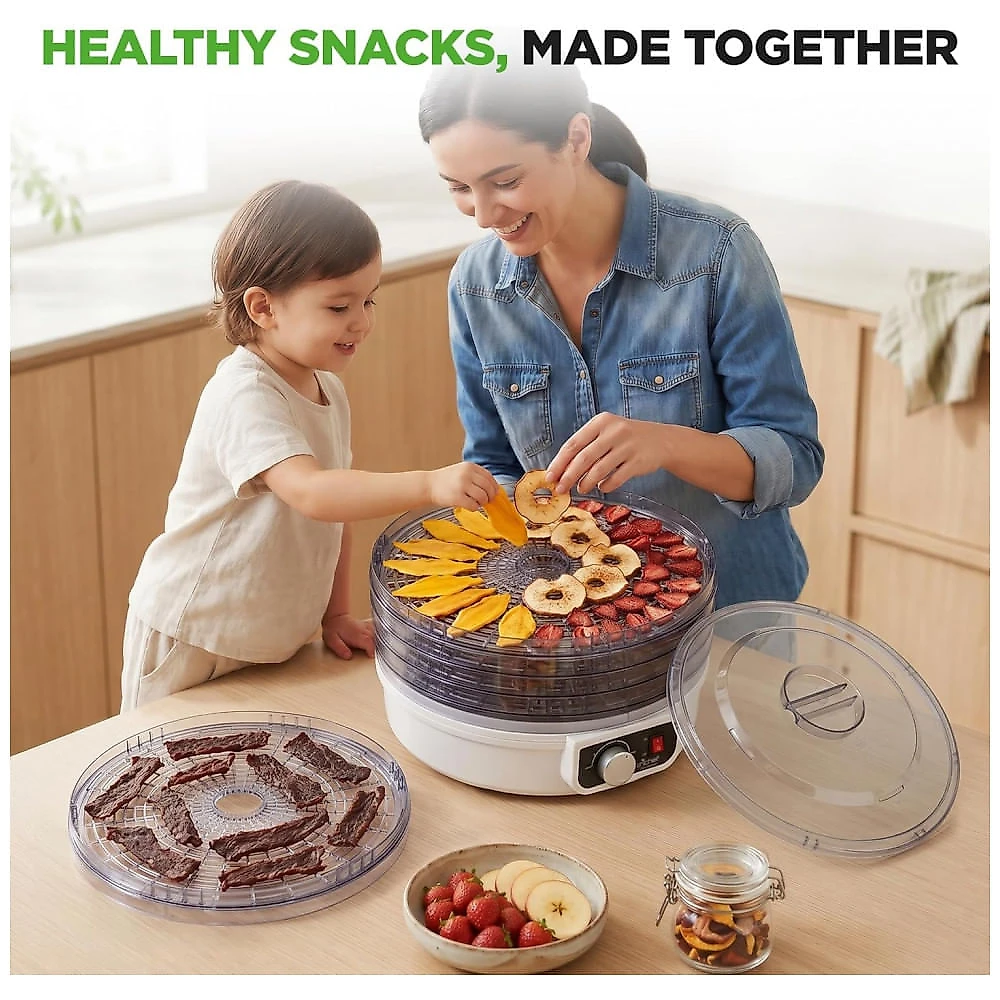 Desidratador de Alimentos NutriChef PKFD12.5 Branco 5 Bandejas Circulação de Alto Calor 120V