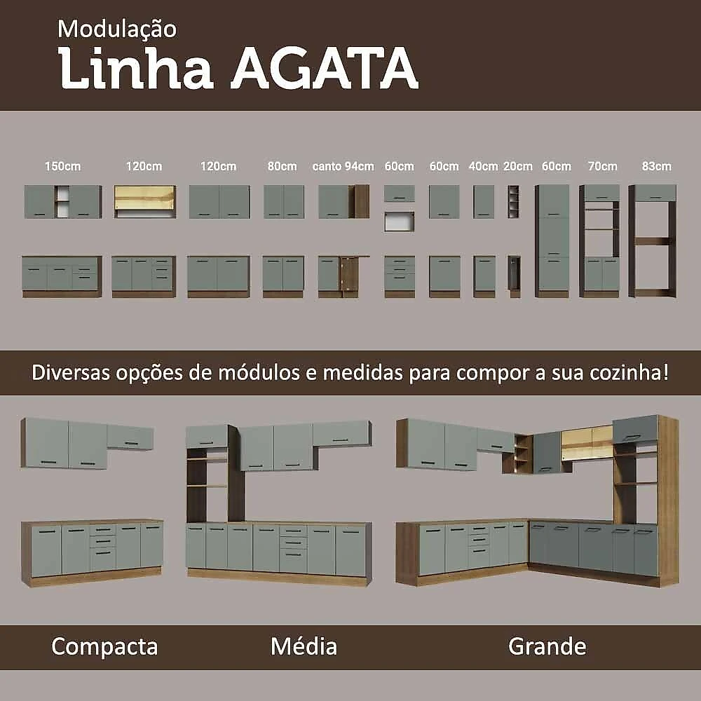 Armário aéreo multiuso 120cm 2 portas rustic/cinza agata madesa