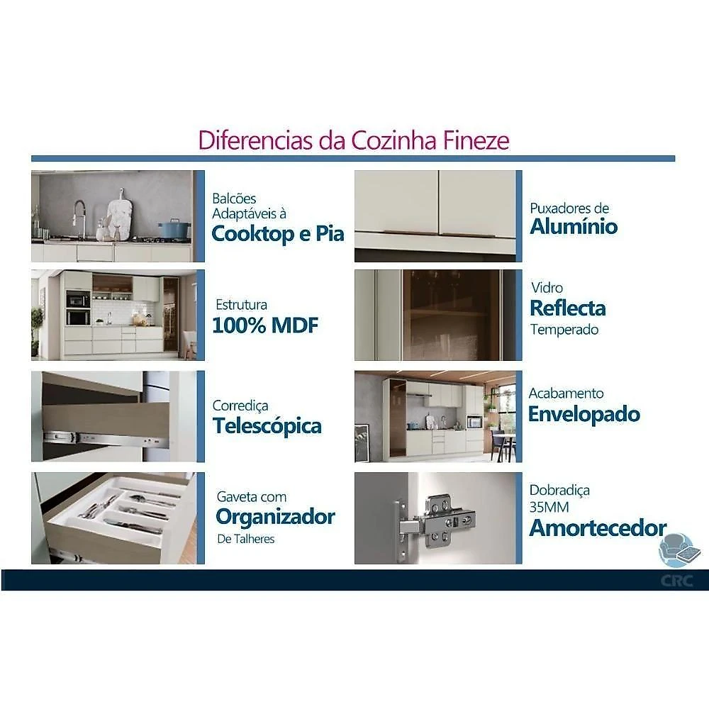 Tampo para Balcão de Cozinha Fineze Cooktop MDF 80CM Cinamomo Henn