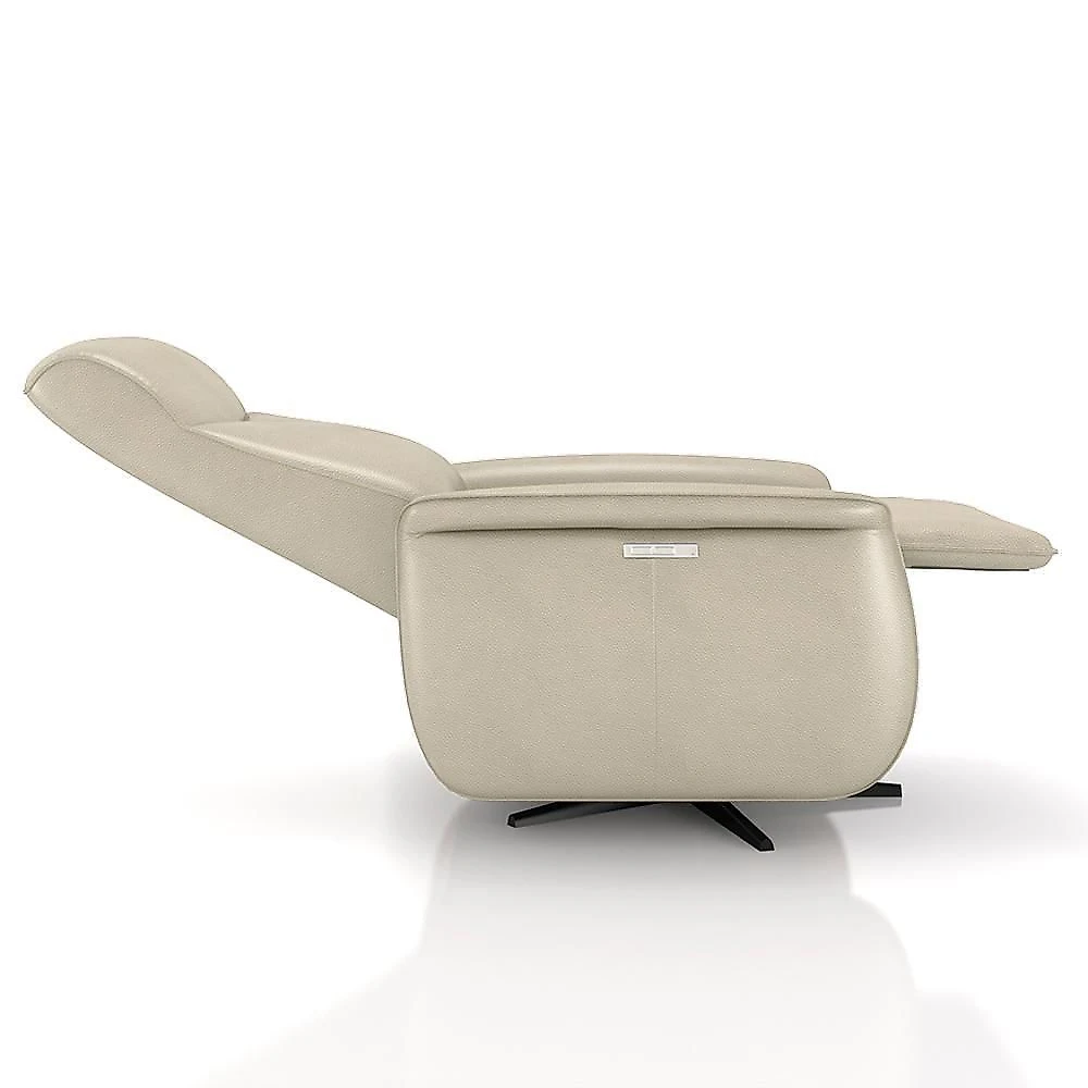 Poltrona Reclinável Elétrica Anakin G76 Couro com Base Giratória Usb Off White Gran Belo