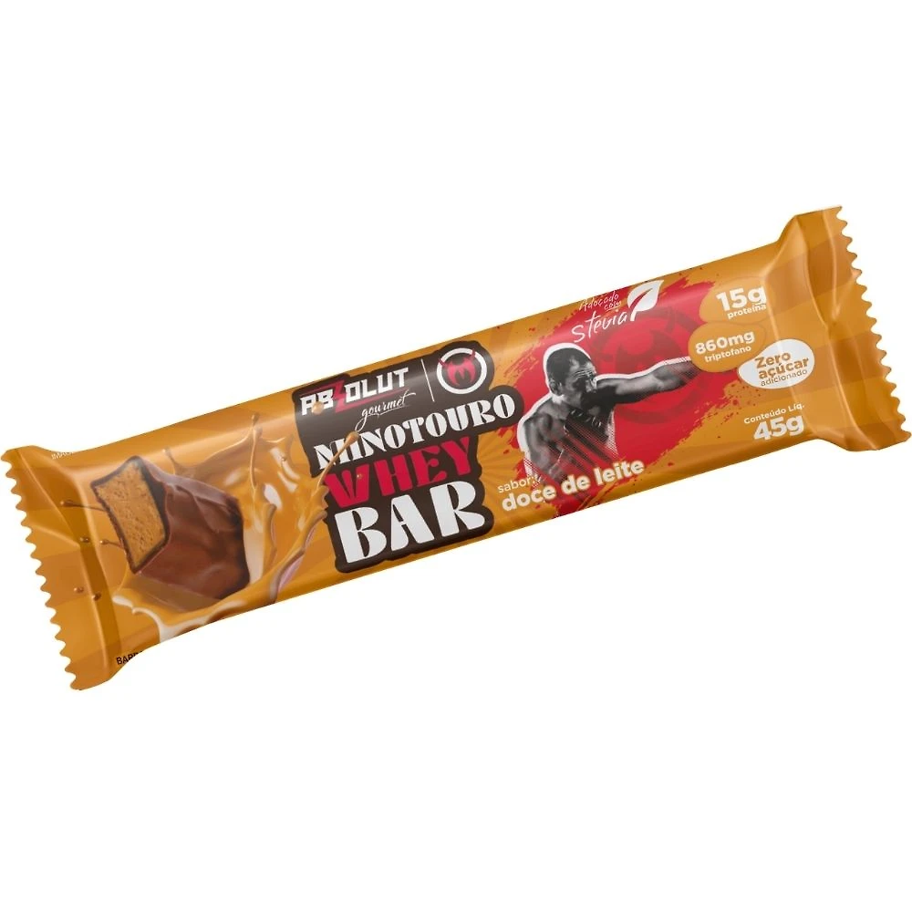 Whey Bar Absolut Gourmet Minotouro 15g de Proteína Sabor Doce de Leite 45g