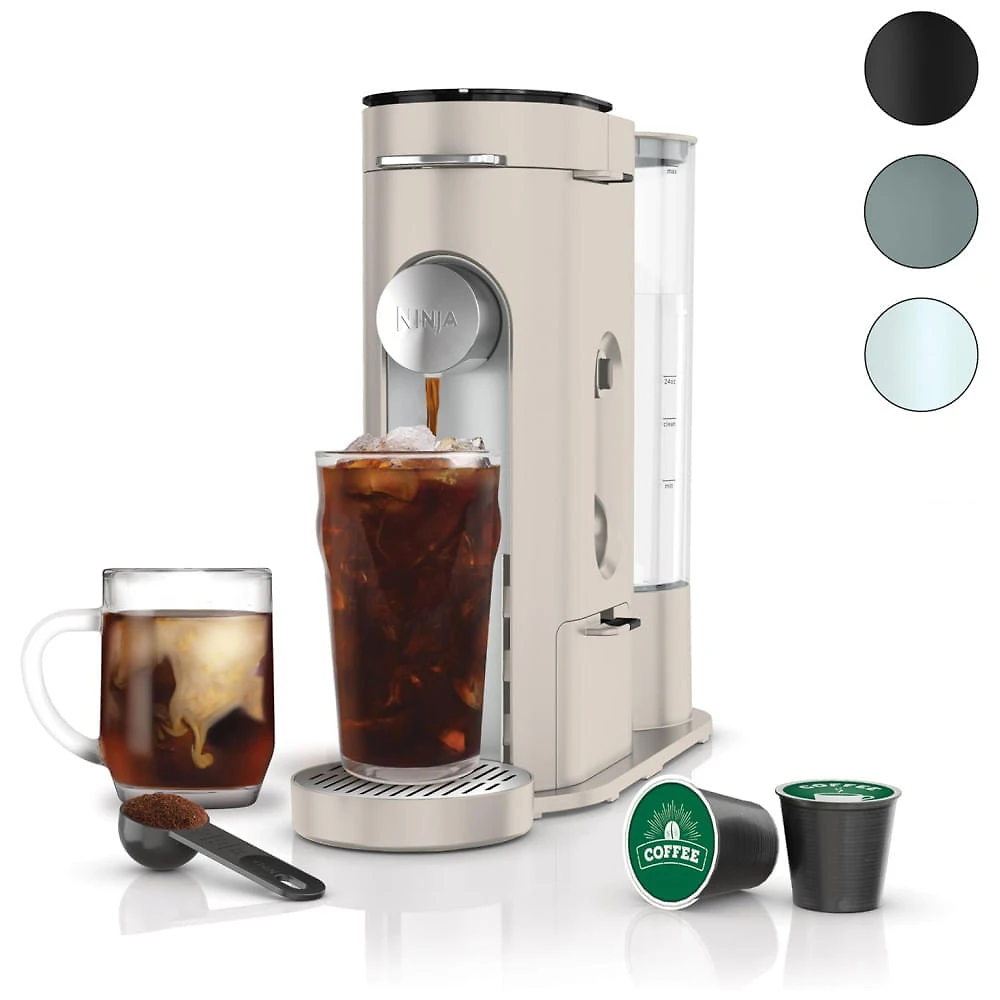 Cafeteira Programável 4 em 1 para Capsulas ou Café Moído, Frio ou Quente com Batetor de Leite, 110V Ninja PB041ST, Cinza Pedra