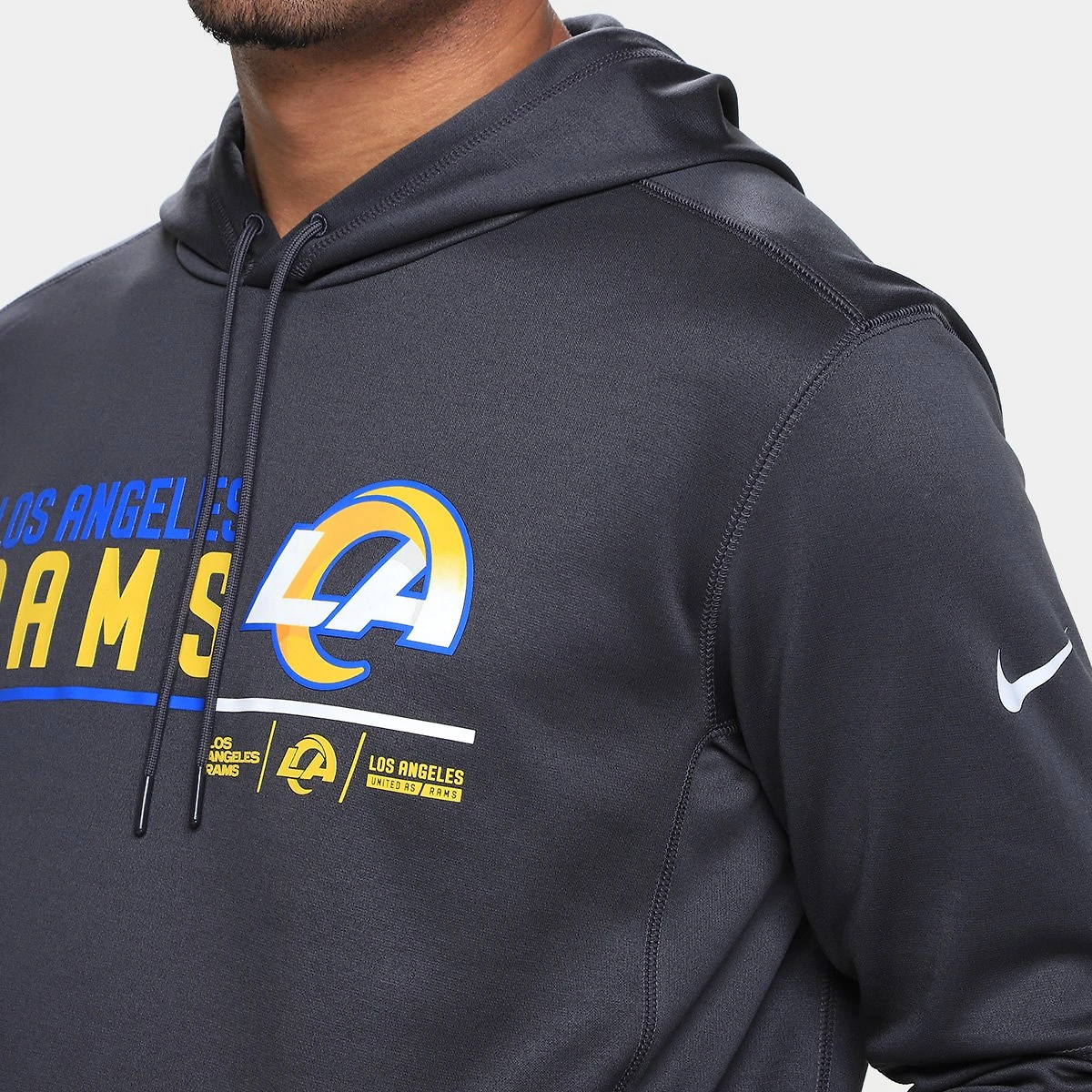 Miniatura Moletom Nike NFL Los Angeles Rams Therma C/ Capuz Masculino Cinza - EGG