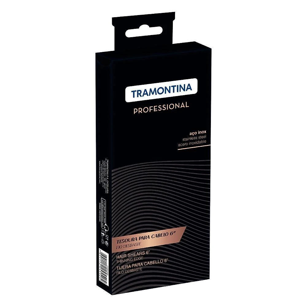 Tesoura para Cabelo 6 Polegadas Fio Desbaste Aço Inox Lâmina Dentada Anéis Silicone Amortecedor