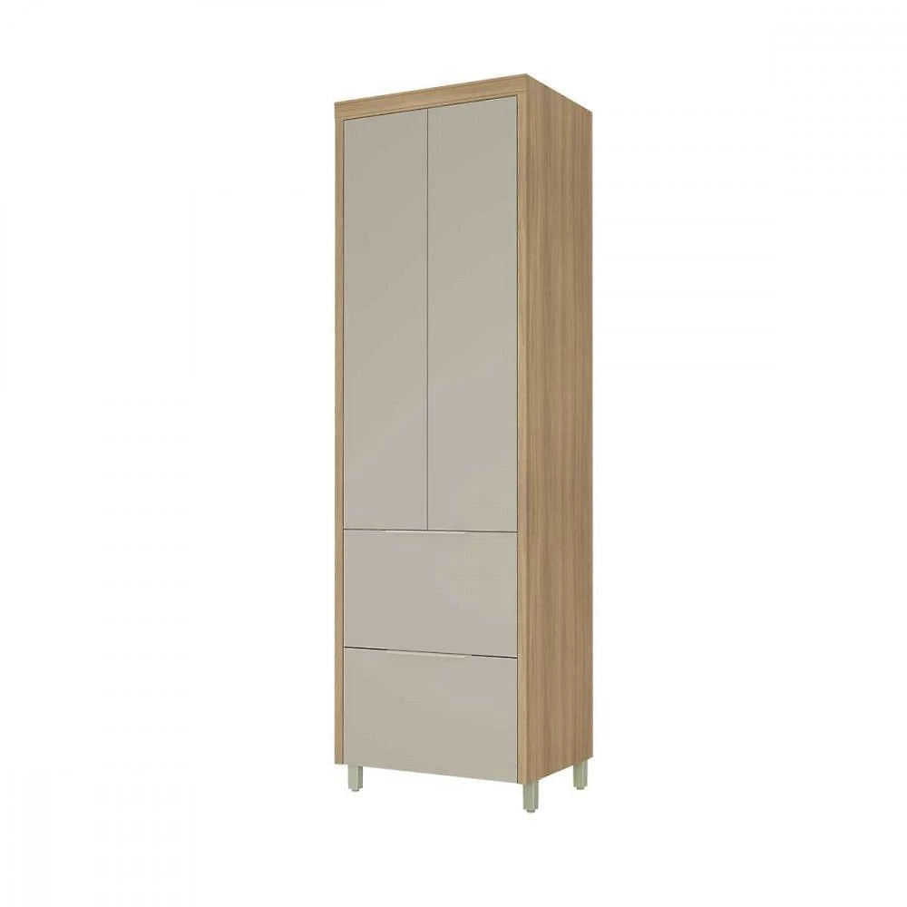 Paneleiro Marquesa 2 Portas 2 Gavetas MDF 70cm Nature-greige Nesher Móveis