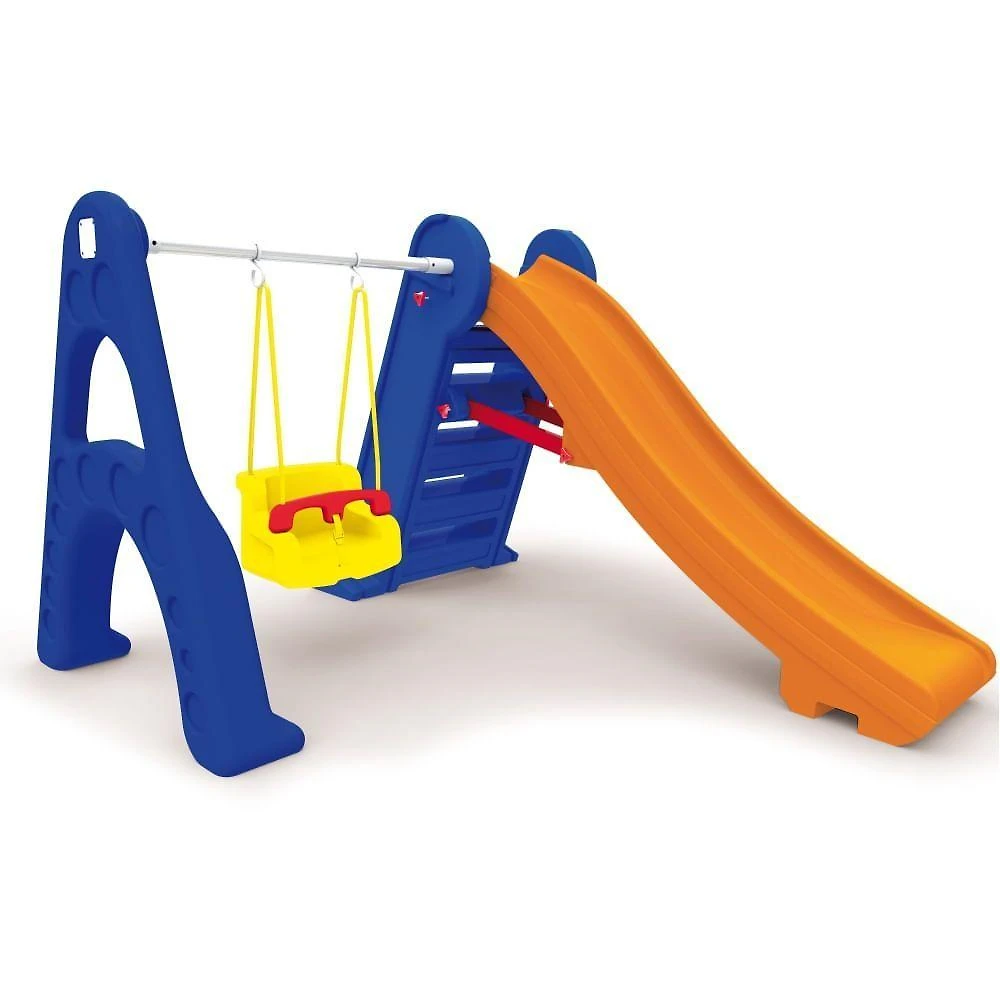 Escorregador Infantil com Balanço Playground 2 em 1 Amarelo Xalingo Brinquedos