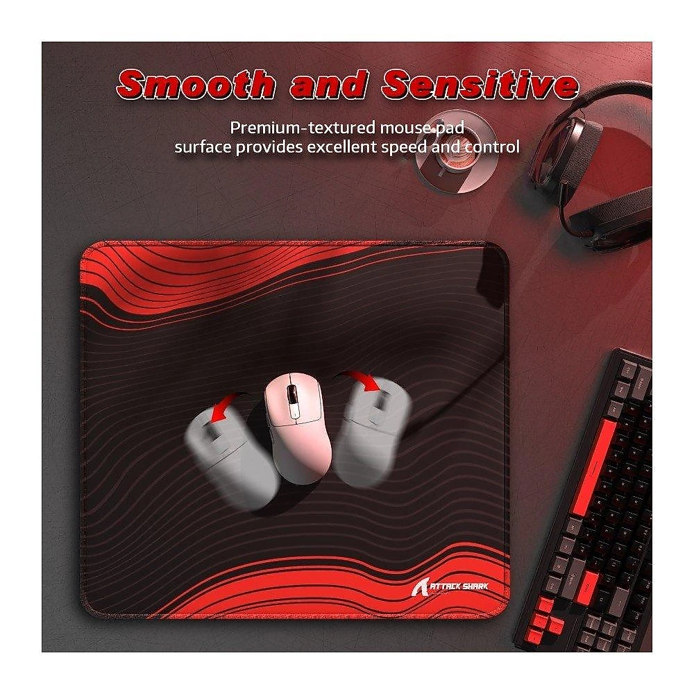Mousepad Gamer Attack Shark, Black Red-Contour Line - CCM02