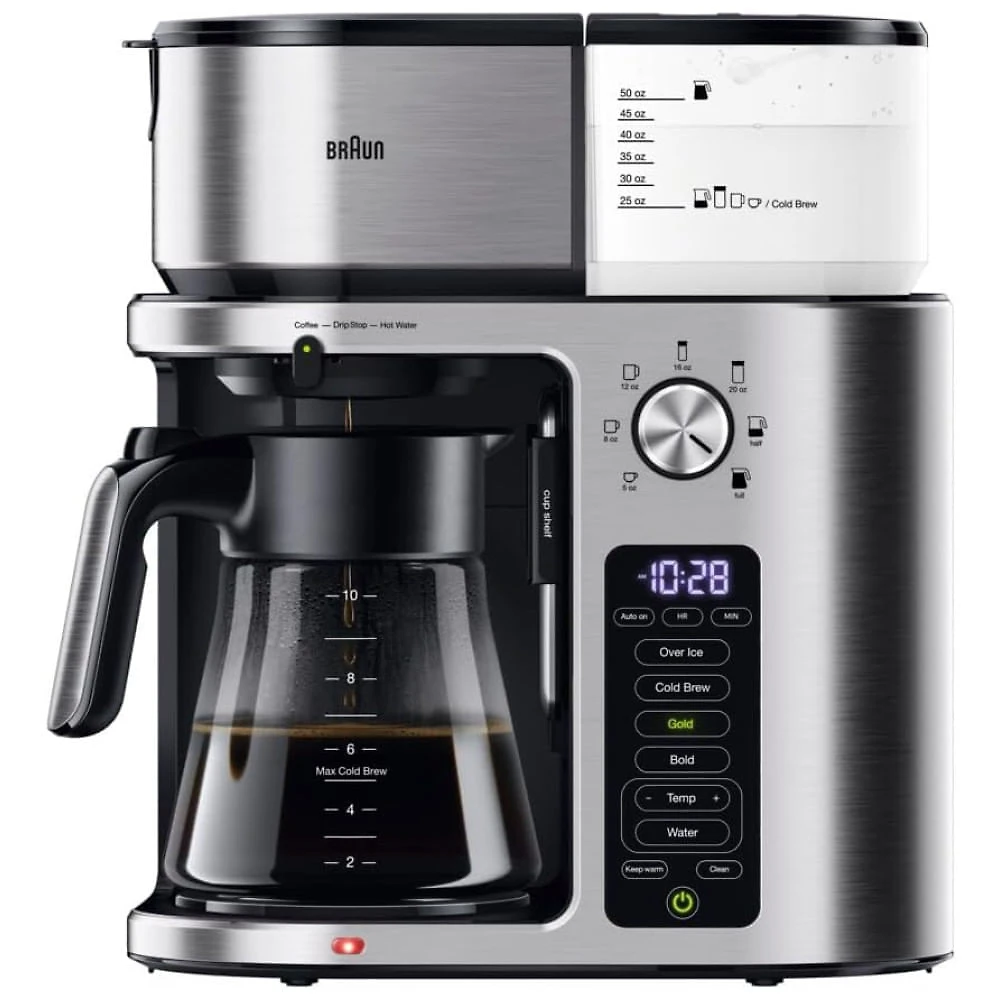 Cafeteira com Temporizador e 7 Opções de Tamanho, 110V 1600W, Braun, Prata