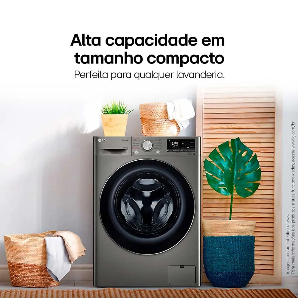 Lava e Seca Smart LG VC4 12kg Look com Inteligência Artificial AIDD CV5012PC4 Inox - 110V