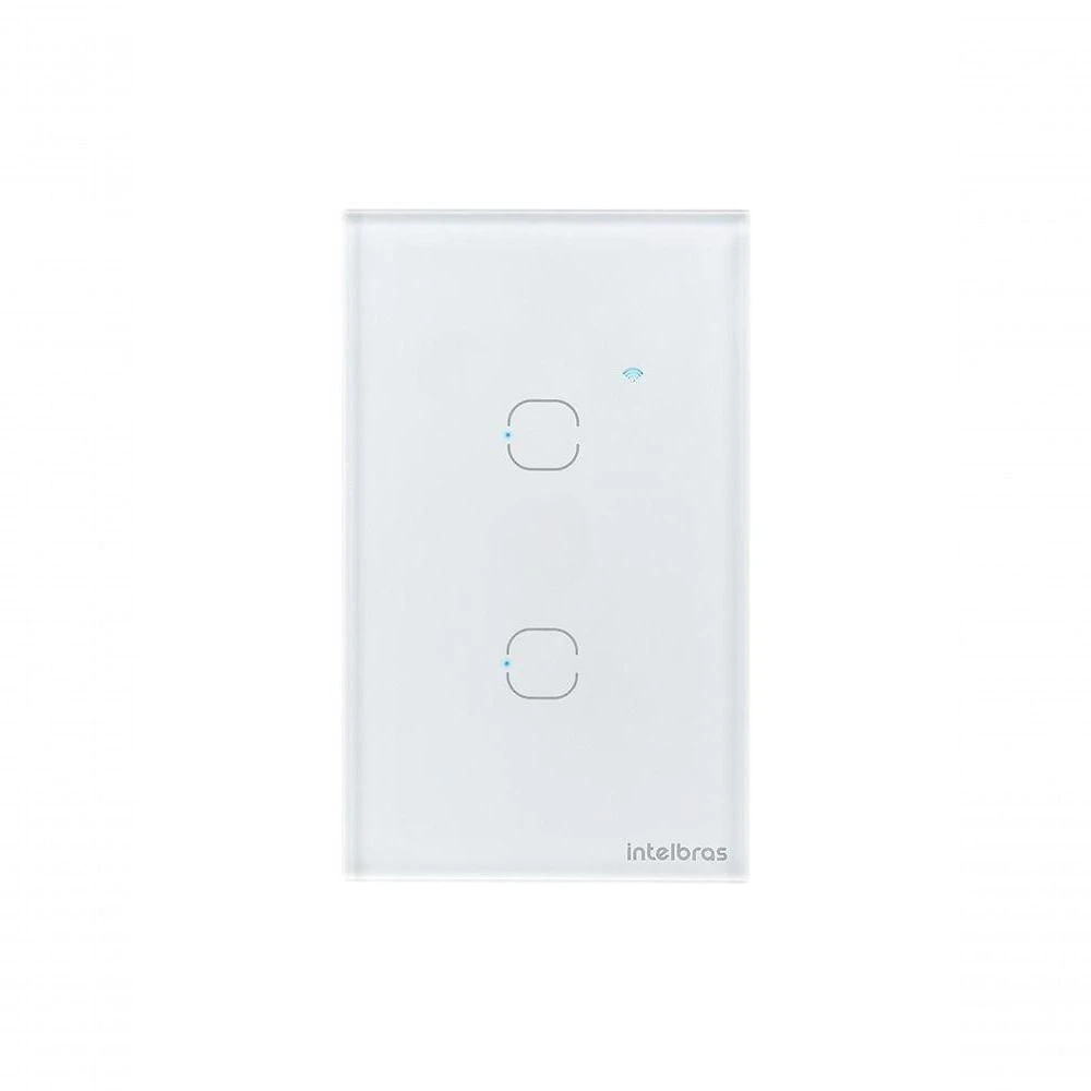Interruptor Wi-Fi Touch EWS 1002 com Controle Remoto Via Aplicativo Branco Intelbras