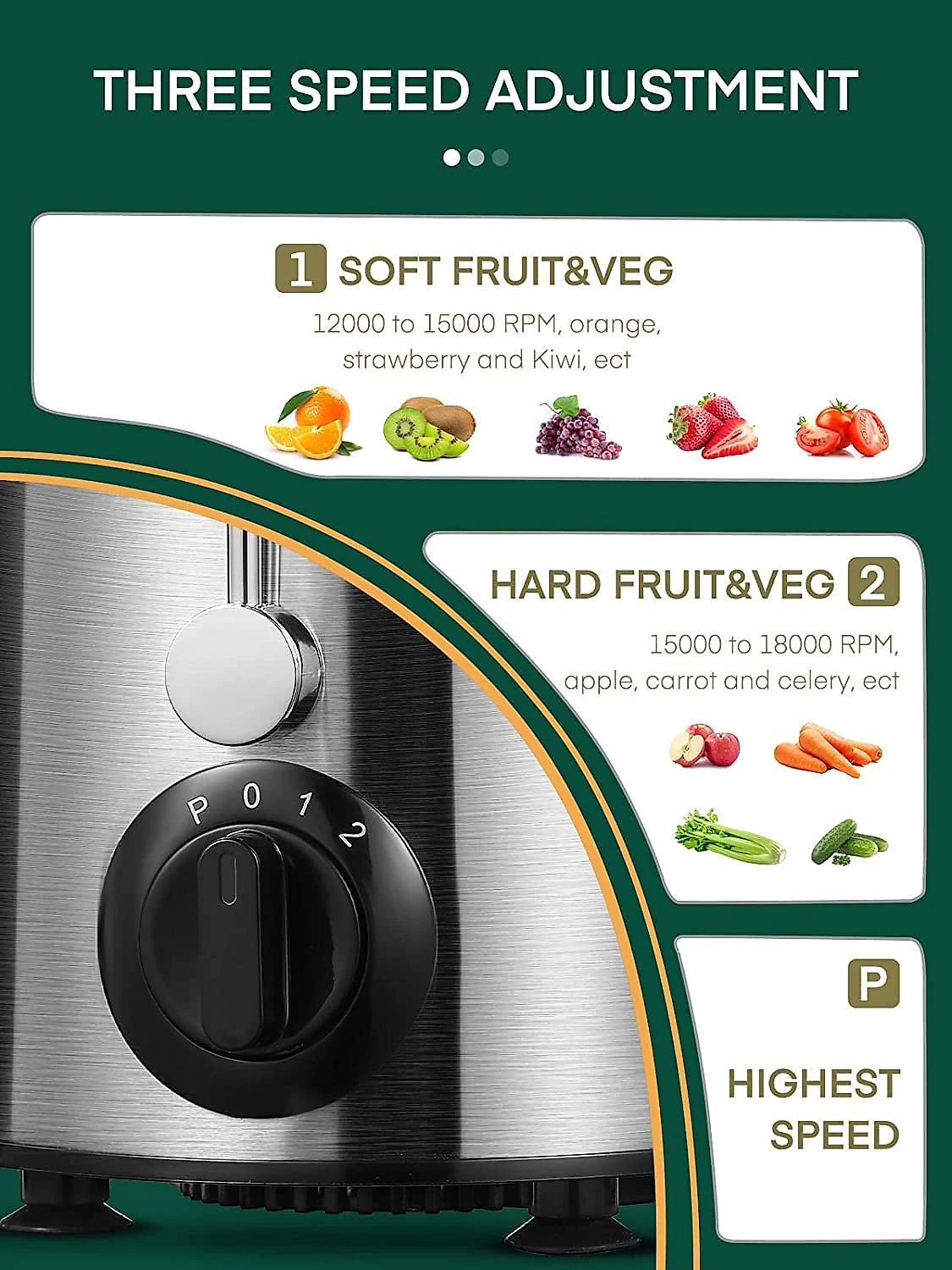 HOUSNAT Centrífuga de Frutas com 3 Velocidades Aço I noxidável 400W110V Cinza