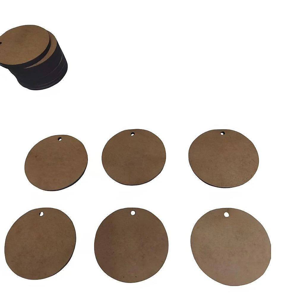 Kit Com 50 Bolachas 5 Cm Com 1 Furo Mdf Crú Círculo Aplique