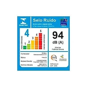 Liquidificador Philco PLQ2100PI Turbo Preto 1400W com 12 Velocidades - Preto/Inox 110V