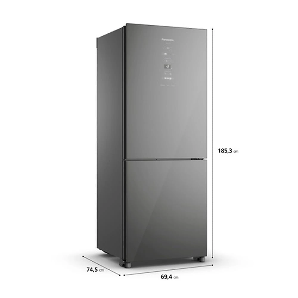 Refrigerador Bottom Freezer Panasonic de 02 Portas Frost Free com 467 Litros Diamont Glass - NR-BB65GV7M Bivolt