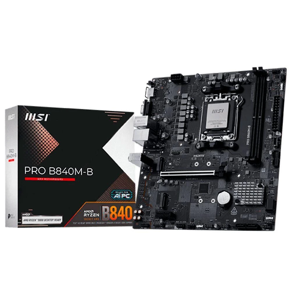 Placa Mãe MSI PRO B840M-B Socket AM5, DDR5, 128GB e HDMI 2.1, LAN 2.5G e Preto 24CM