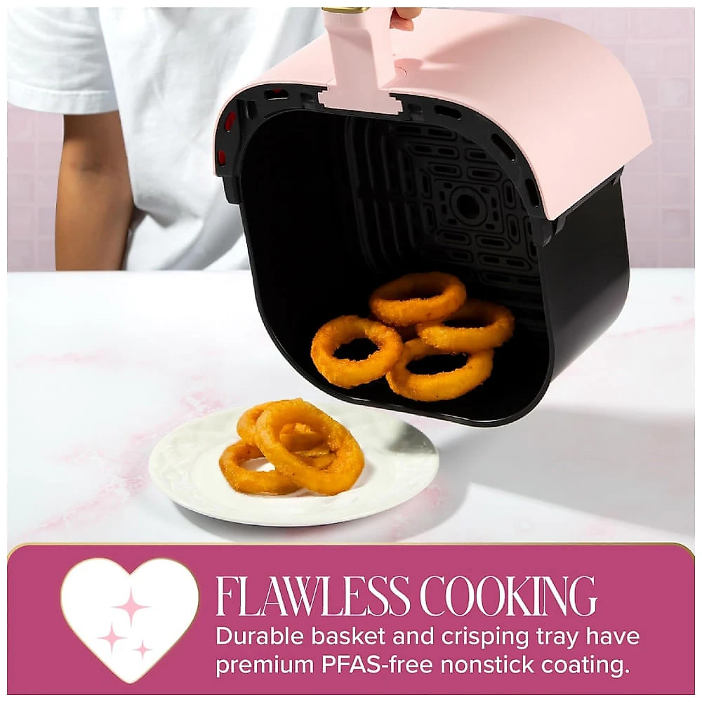 Paris Hilton Air Fryer Rosa, 6 Litros, 8 em 1, Display Touchscreen, Sem PFAS, 1700W, Fácil Limpeza