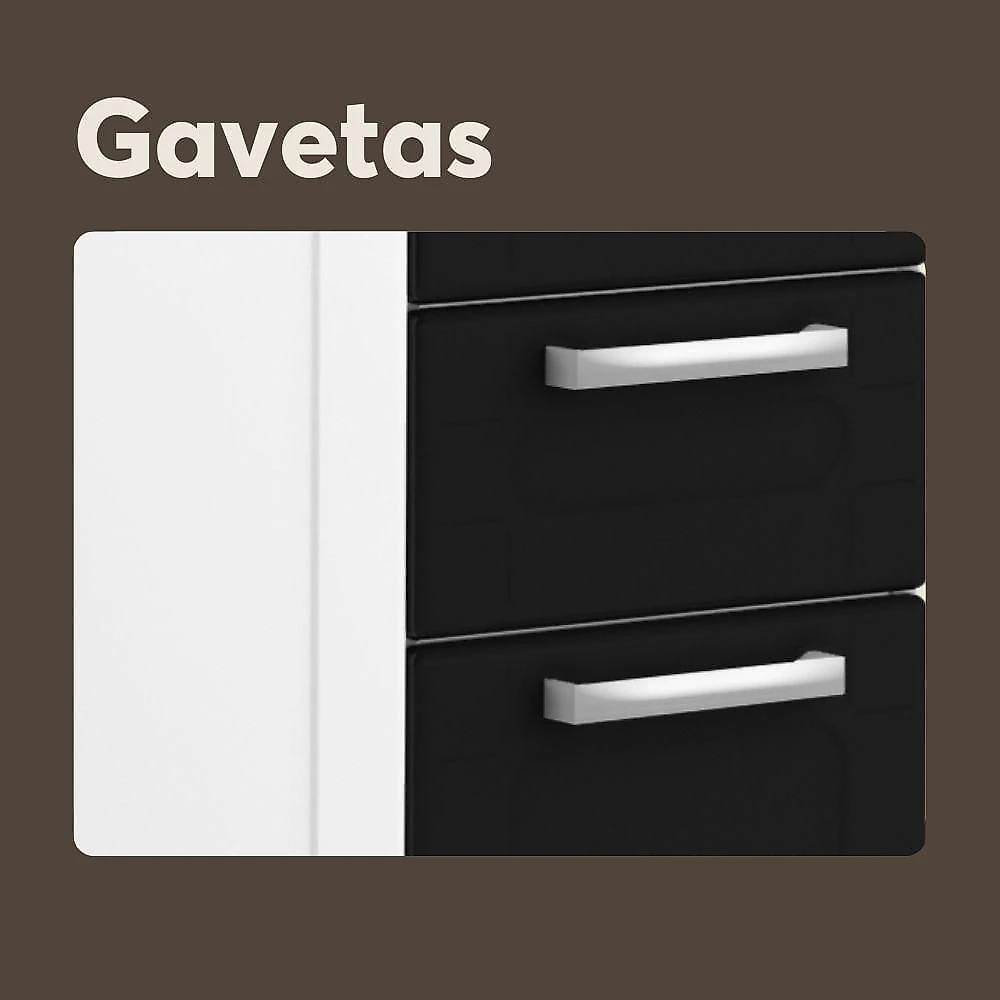 Cozinha De Aço Compacta 6 Portas 2vid Preto Branco Bertolini Preto/branco