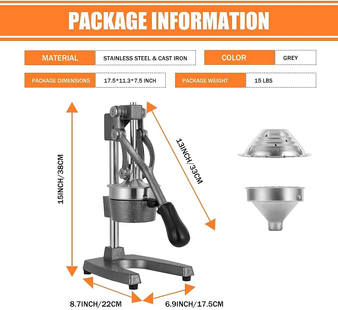 Gowintech Espremedor Manual Profissional Aço Inoxidável P reto