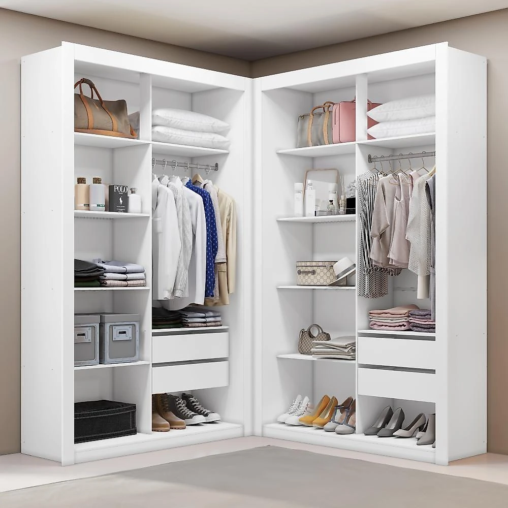 Closet Solteiro Premium 4 Gavetas Branco Amoudi Móveis Branco