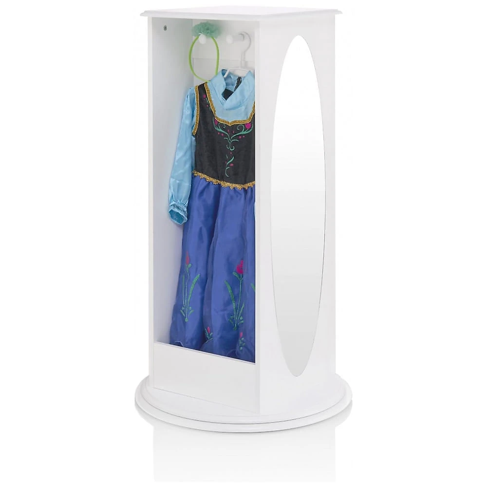Armário infantil giratório para fantasias Guidecraft Rotating Dress-Up Storage Branco com espelhos, nichos e ganchos