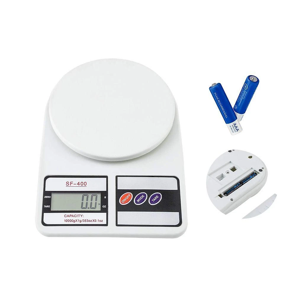 Balança de Cozinha Digital SF-400 10KG Precisão 1G com Display LCD Branco Draik