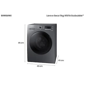 Lava e Seca Samsung WD11A 3 em 1 Inox Look com Ecobubble e Lavagem a Seco WD11A4453BX – 11 kg 110V