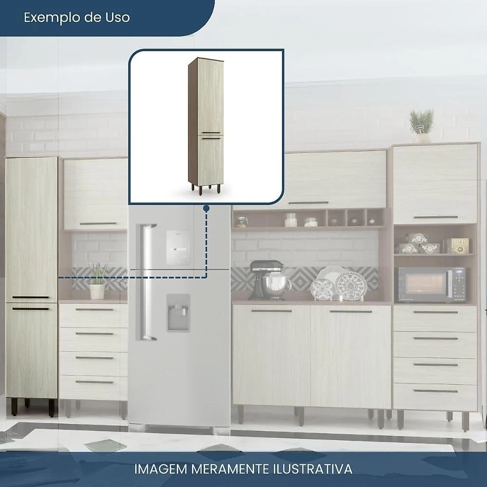 Paneleiro 2 Portas Evolution Plus Batrol Móveis Tannat/Legno Crema