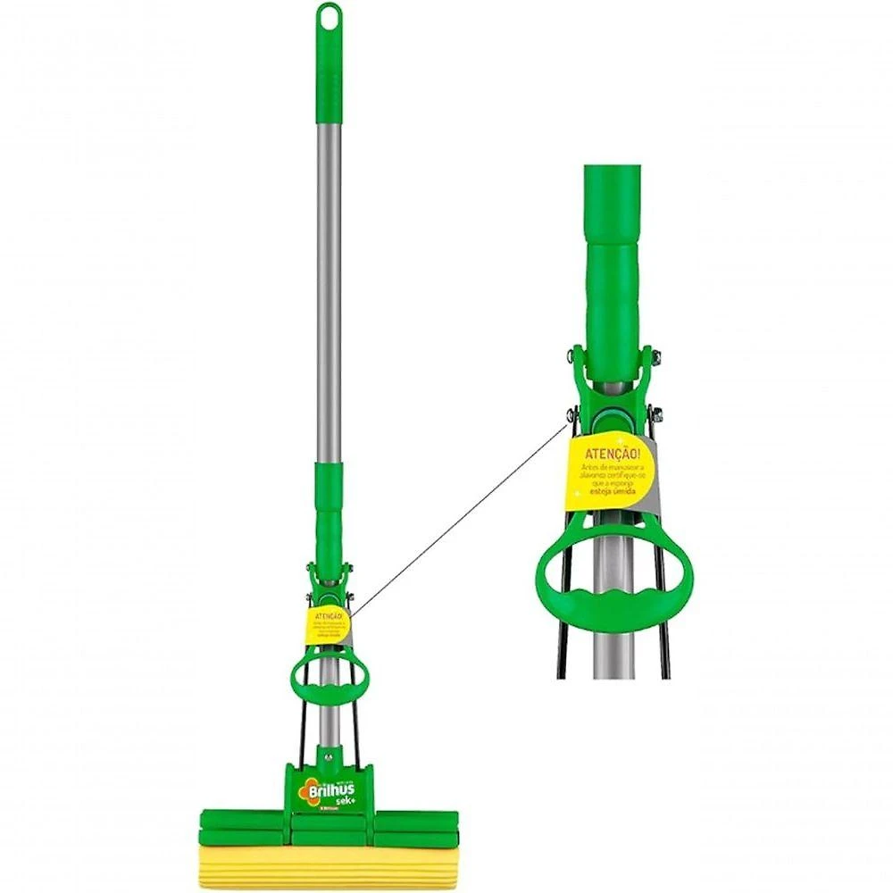 Mop Lava e Seca Sek+ com Esponja de Alta Absorcao Cabo Retratil Verde Bettanin