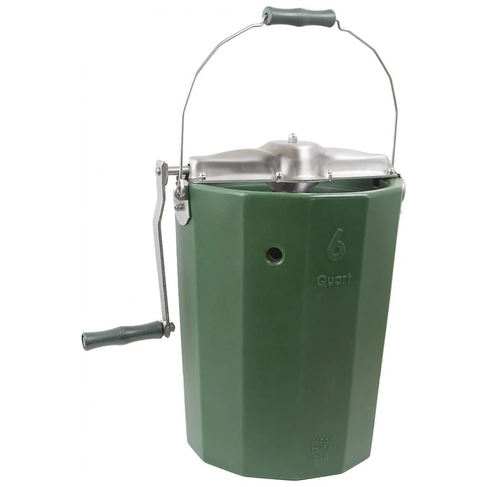 Máquina de Sorvete a Manivela em Aço Inoxidável Capacidade 6L, IImmergood, Verde Escuro