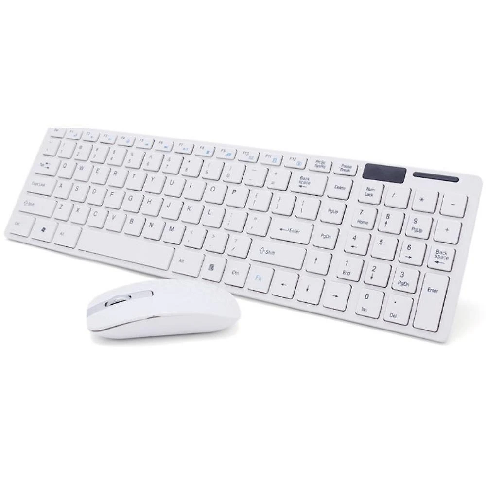 Kit Teclado E Mouse Sem Fio Wifi Usb 1600dpi 2.4ghz Branco