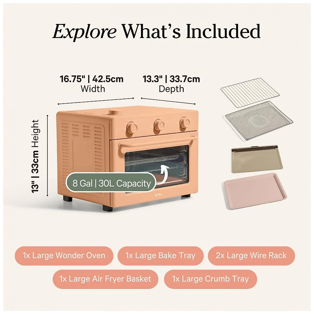 Forno Elétrico Air Fryer Our Place Wonder Oven Pro 30L 8 em 1, 1700W, Digital, Quartz, Convecção Inteligente, Steam Infusion, Aço Inox, 110V