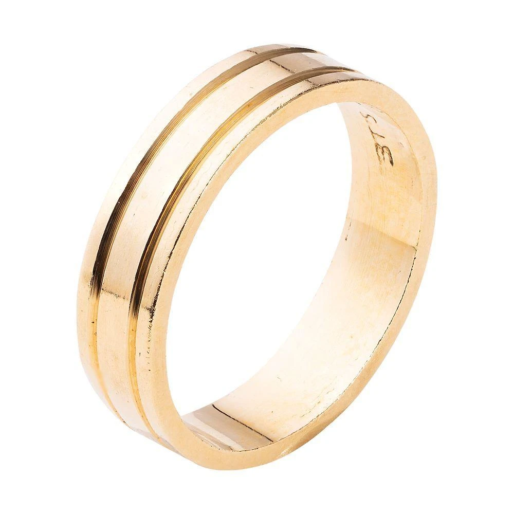Aliança Ouro 18k Quadrada Reta Larga 2 Frisos Ref 0030 Tamanho 11