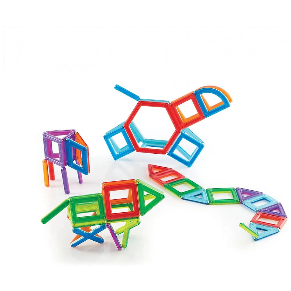 Conjunto de blocos magnéticos Guidecraft PowerClix Frames com 48 peças em ABS translúcido para construções geométricas 2D e 3D