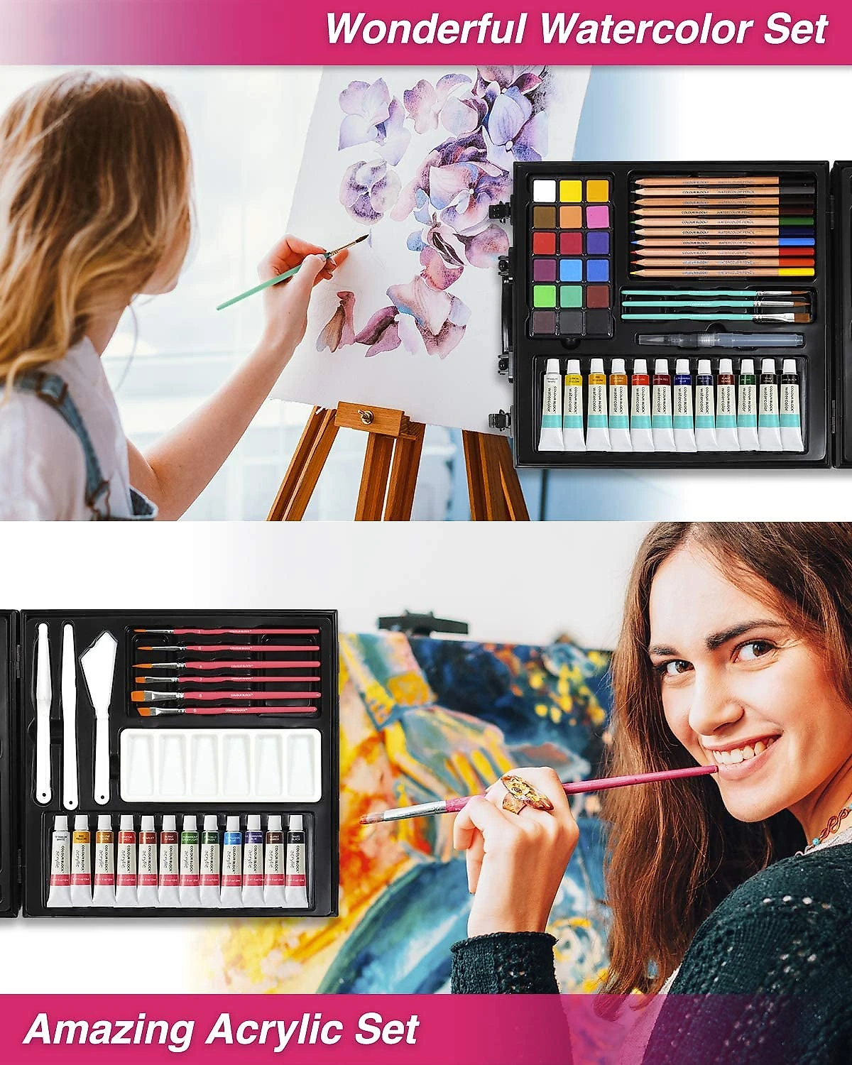 COLOUR BLOCK Kit Profissional de Tinta Acrílica 4 em 1 com Maleta de Alumínio Azul
