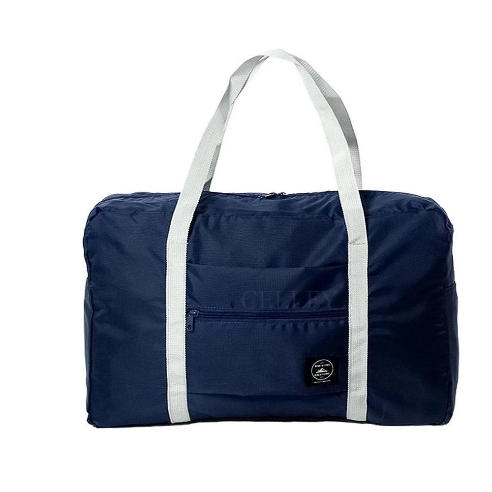 Bolsa de Viagem 37x45x14cm Poliéster Impermeável Dobrável Mala Azul Marinho OEM