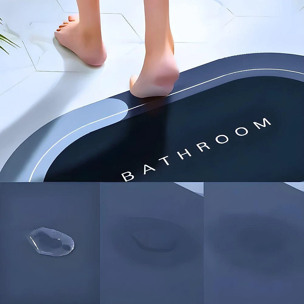 Tapete de Banheiro Super Absorvente Antiderrapante em Veludo Cristal e Borracha Cinza Utimix