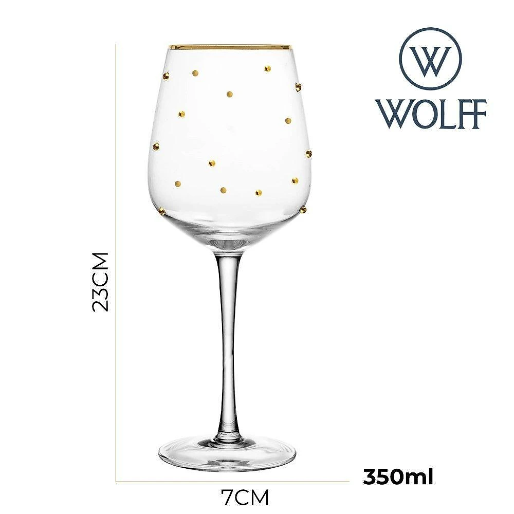 Jogo 2 Taça De Vinho Tinto 350ml Vidro Com Borda Dourada Linha Balls Wolff