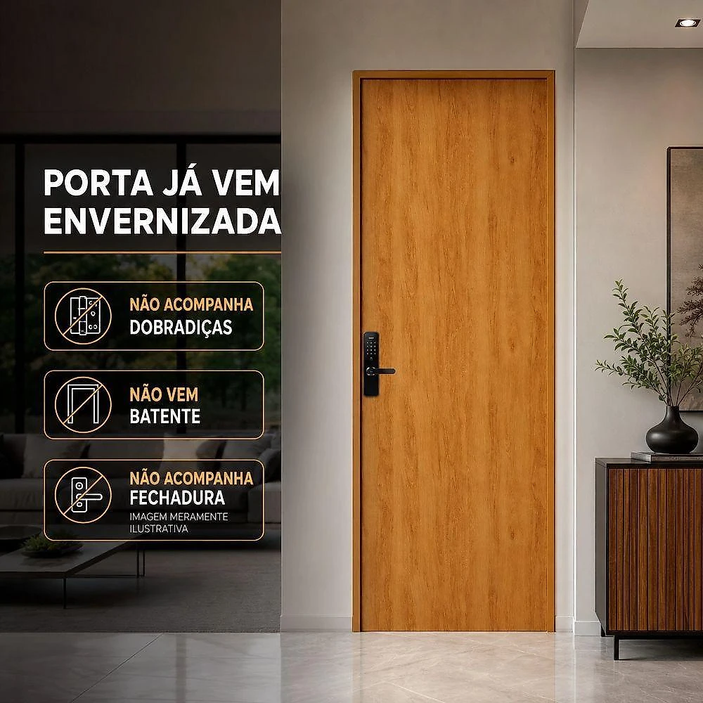 Kit 2 Portas Internas Lisa de Abrir MDF Cerejeira Ravilar