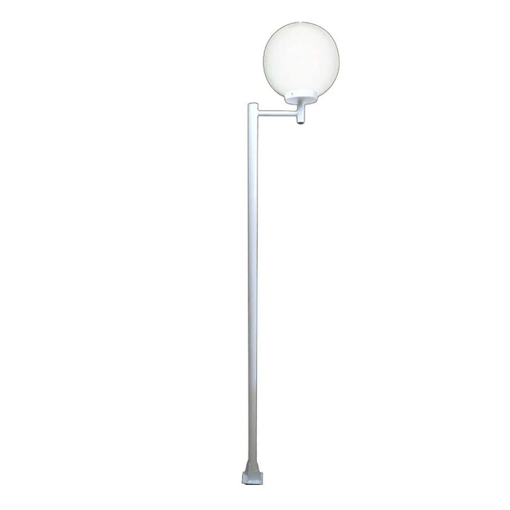 Poste e Luminária Globo g Braço Reto Jardim 300cm Branco Ouro Minas
