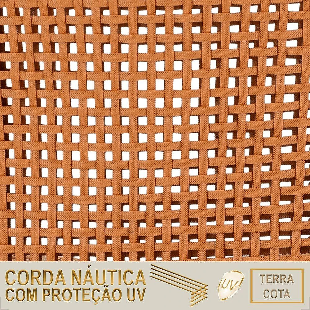 Mesa Bistro E 4 Banquetas Roma Marrom Corda Náutica 12 Terra Cota
