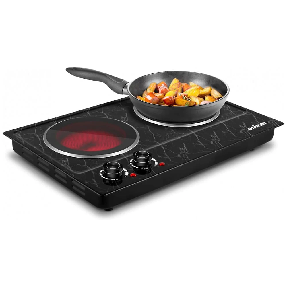 Cooktop Elétrico Portátil de Bancada com 2 Queimadores e Controle Duplo, 110V 1800W, Cusimax, Preto