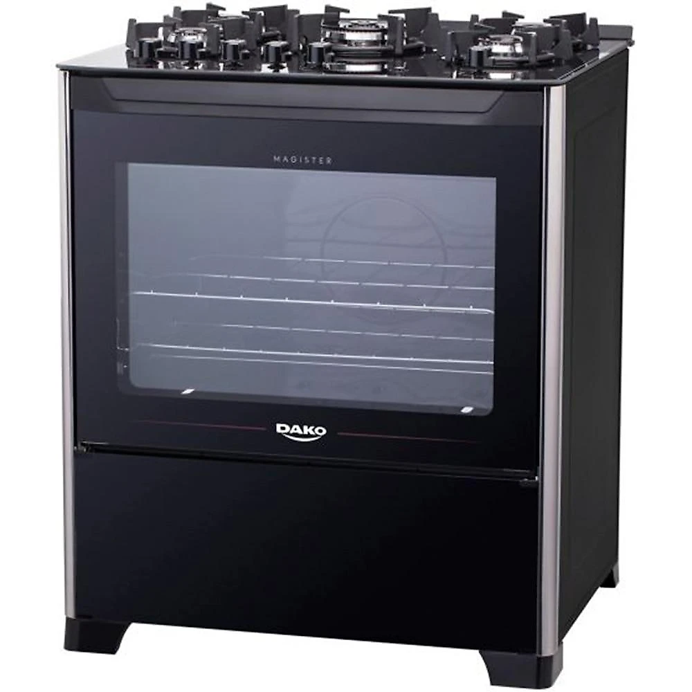 Fogão 5 Bocas Dako Magister, Acendimento Automático, Preto Fogão 5 Bocas Dako Magister com Acendimento Automático e Mesa de Vidro, Preto