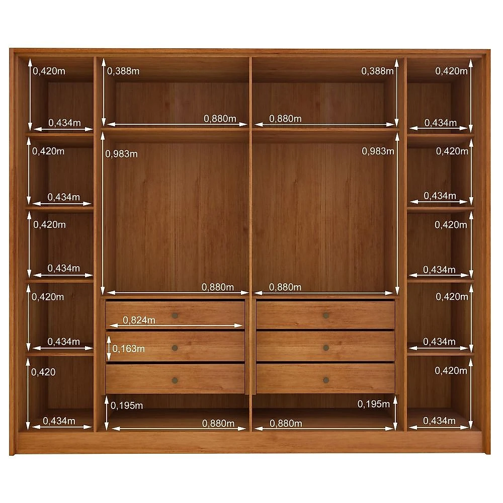 Guarda Roupa Casal Ripado 6 Portas 6 Gavetas 275cm Espresso Móveis Guarda Roupa Casal Ripado 6 Portas 6 Gavetas Espresso Móveis Cinamomo/Off White