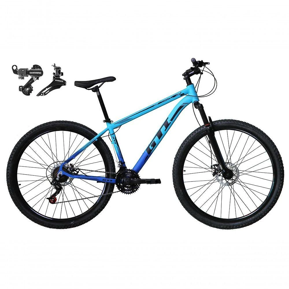 Bicicleta Aro 29 Gti Roma Alumínio 21v Câmbios Shimano Freio A Disco - Azul Tam.21
