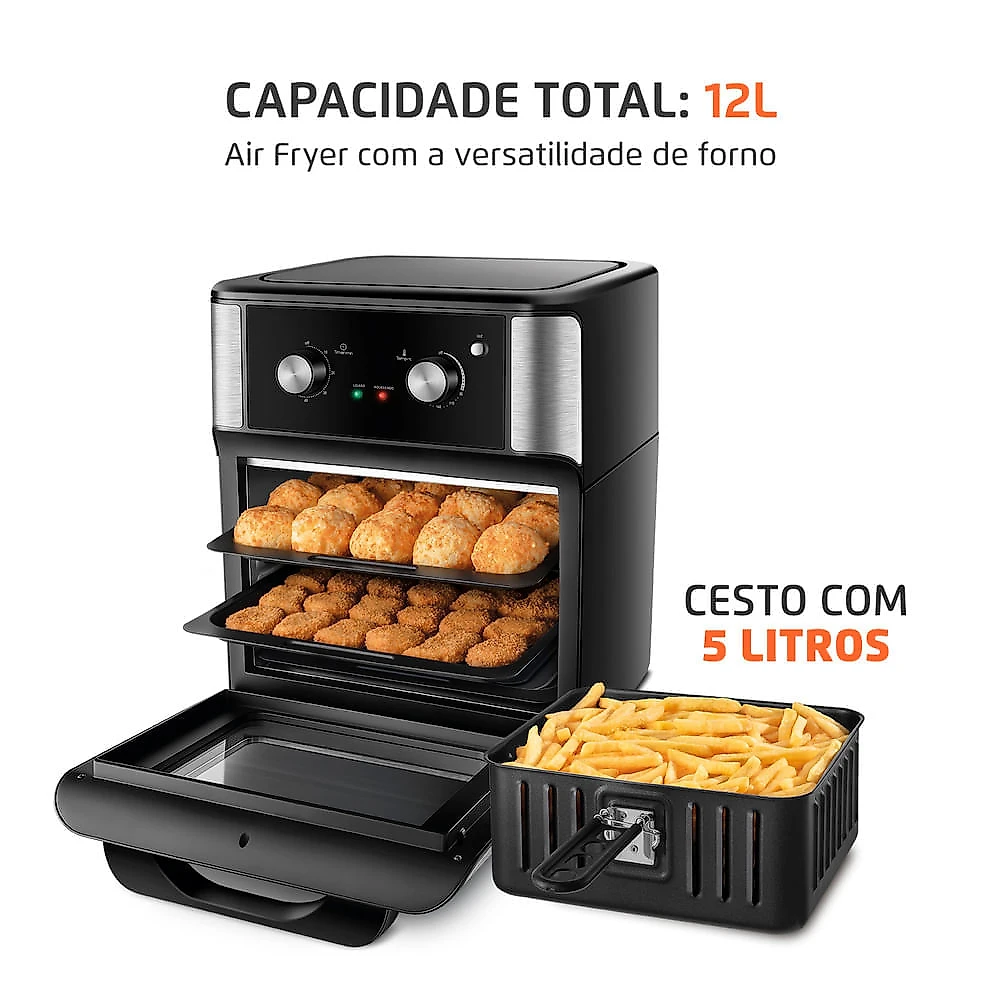 Fritadeira Air Fryer Forno Oven 12L Mondial Preto 2000W - AFON-12L-AB 110V