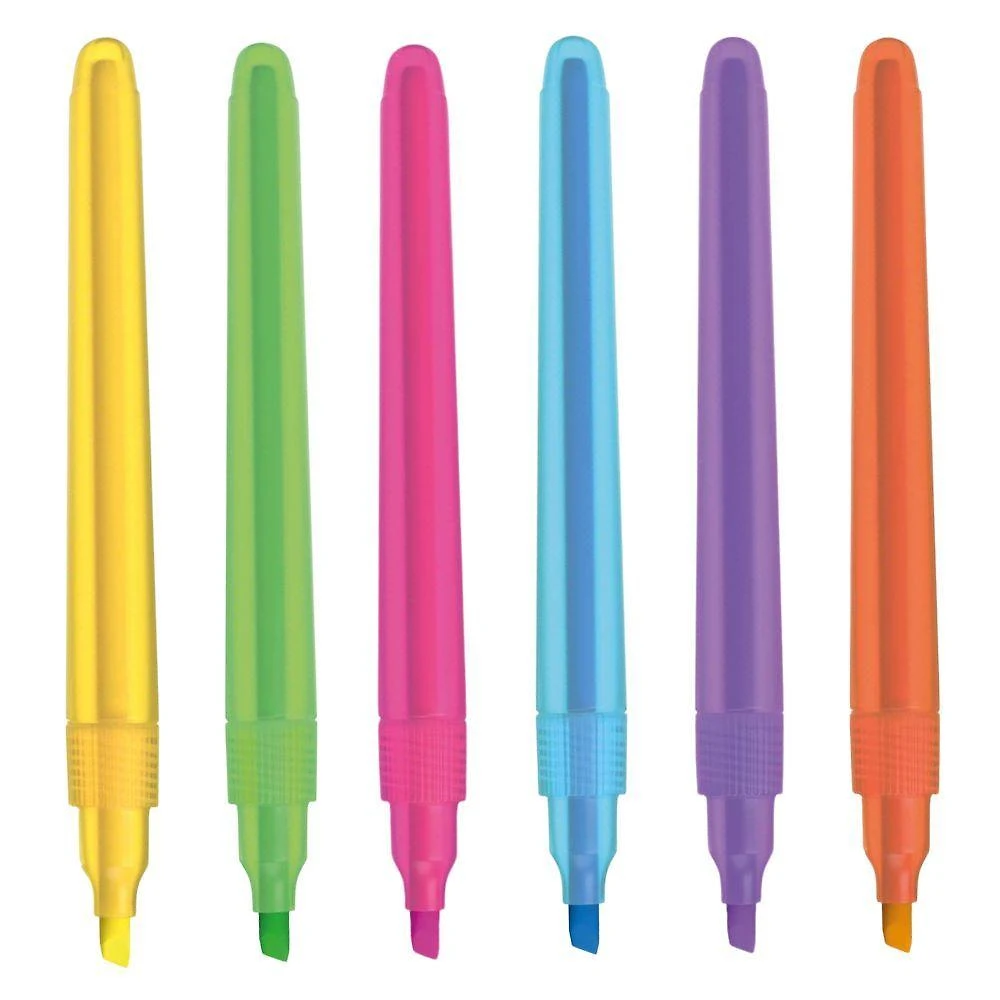 Marca-texto Cis Lumini Lite Ponta Chanfrada Kit 6 Unidades em Cores Neon