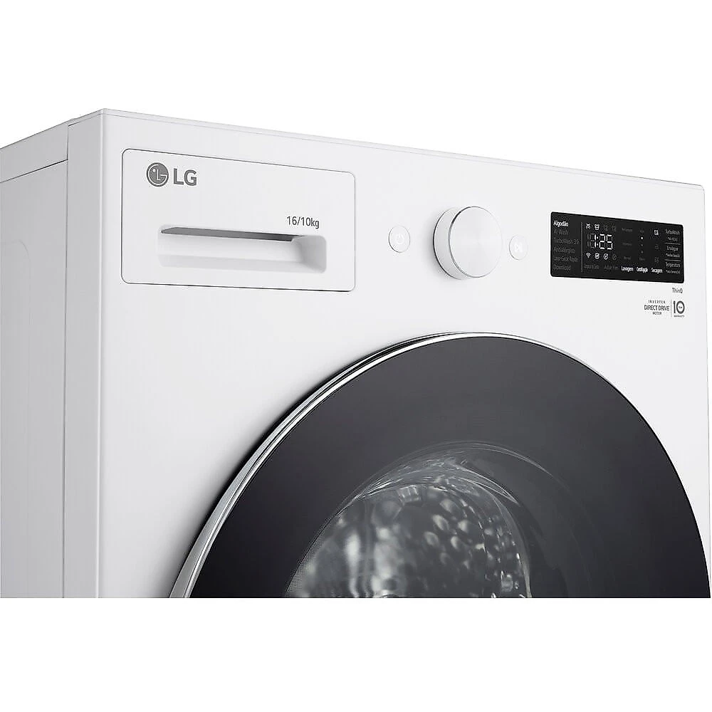 Lava e Seca WD16WNT 16 Kg ou 10 Kg Touch LED AI Front Load LG Branco - 110V